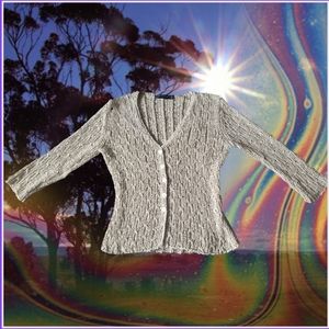 Beige mesh knit cardigan/sweater